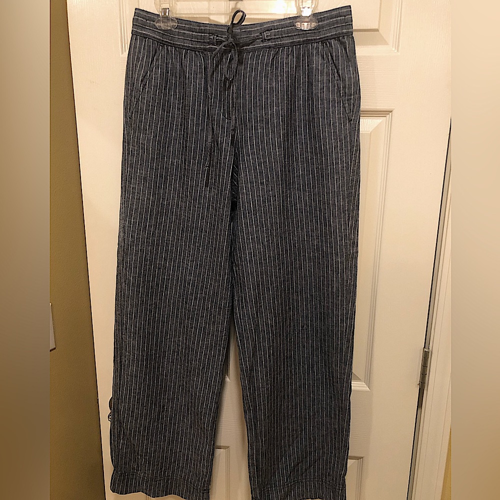 Talbots Blue & White Stripe Linen/Cotton Slacks